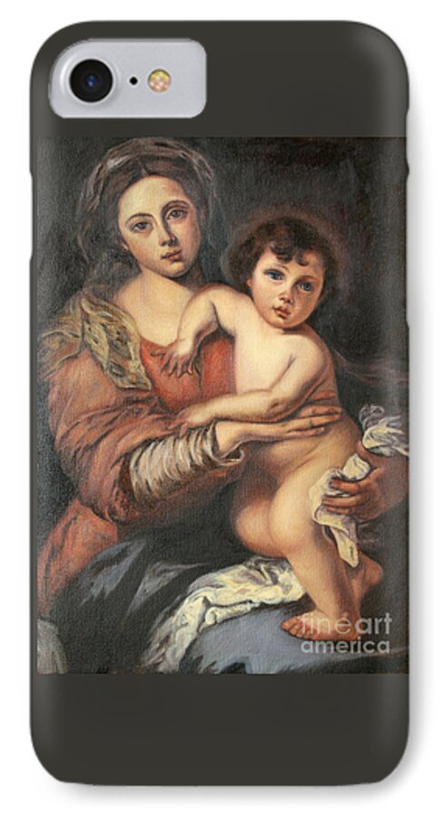Madona And Child iPhone 8 Case featuring the painting Madona and Child by Mukta Gupta