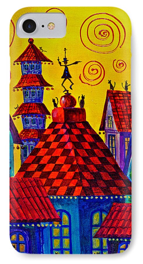Magic Town iPhone 8 Case featuring the painting Magic Town 4 by Maxim Komissarchik