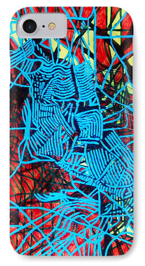 Jesus iPhone 8 Case featuring the ceramic art Maiden in Blue - Mary in the Temple by Gloria Ssali