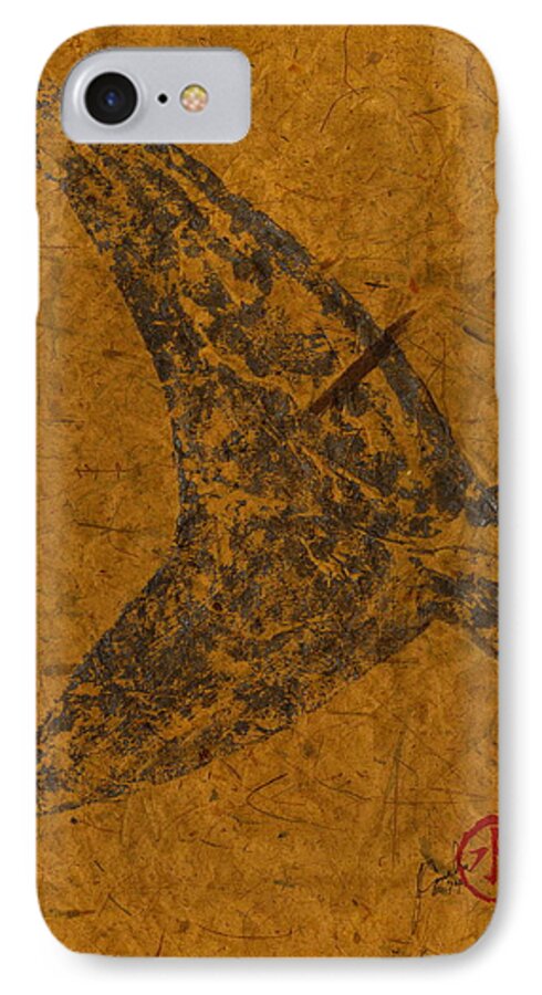 Gyotaku iPhone 8 Case featuring the mixed media Mako Tail on Thai Banana Paper by Jeffrey Canha