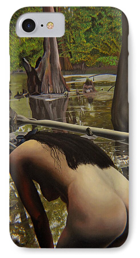 Nude iPhone 8 Case featuring the painting May Morning Arkansas River 2 by Thu Nguyen
