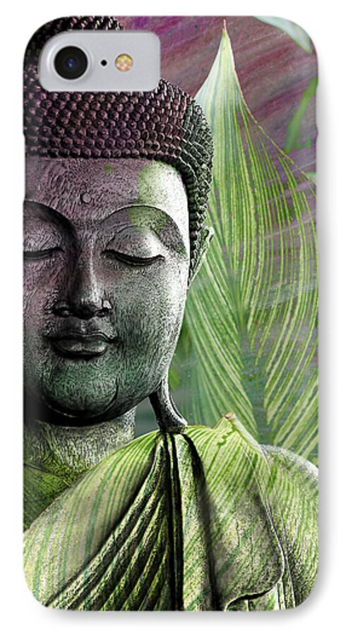 Buddha iPhone 8 Case featuring the mixed media Meditation Vegetation by Christopher Beikmann