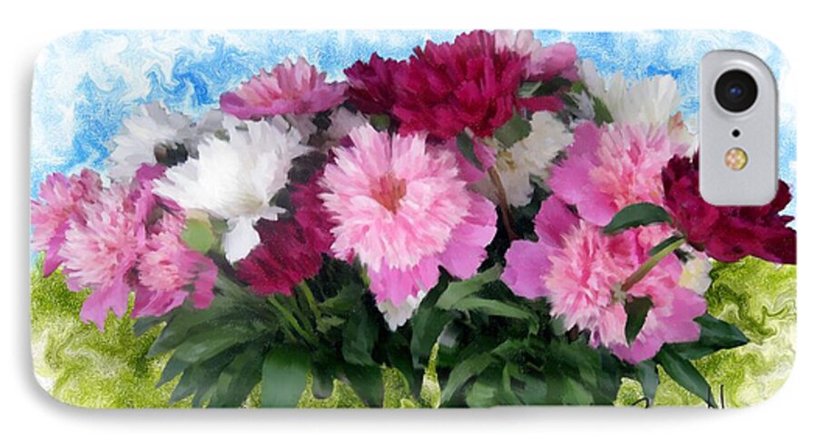 Flowers iPhone 8 Case featuring the digital art Memorial Day Peonies by Ric Darrell