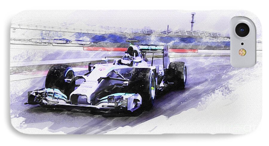 Mercedes iPhone 8 Case featuring the digital art Mercedes F1 W05 by Roger Lighterness
