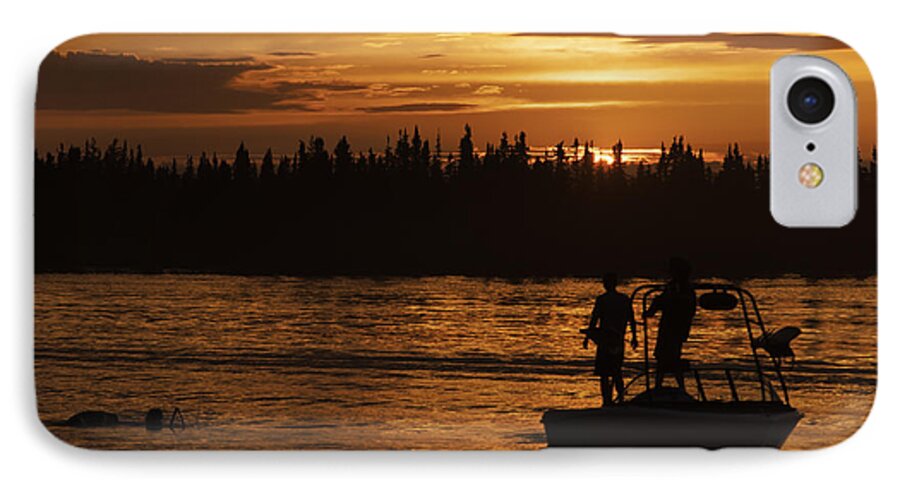 Water iPhone 8 Case featuring the photograph Midnight Waterskiing by Valerie Pond