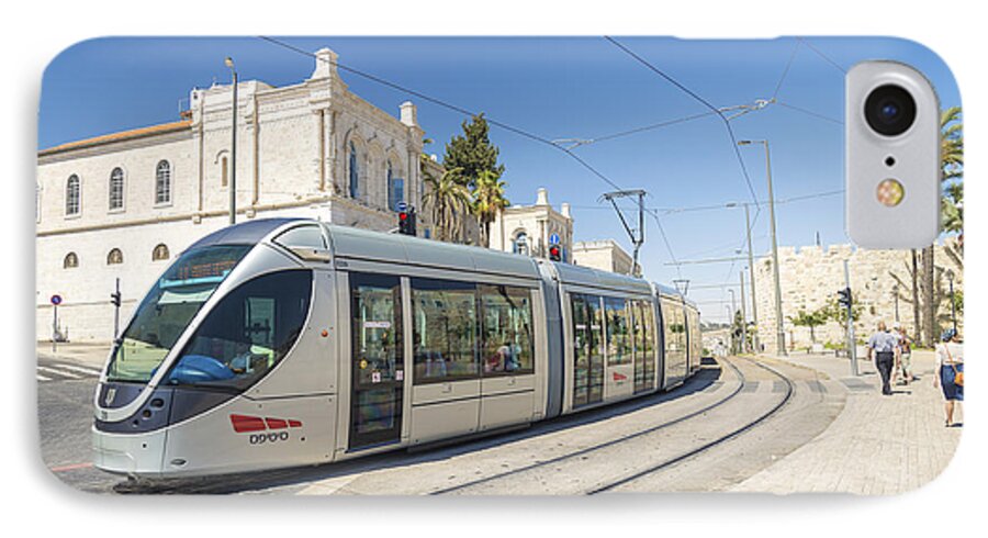 Ancient iPhone 8 Case featuring the photograph Modern Tram In Central Jerusalem Israel by JM Travel Photography