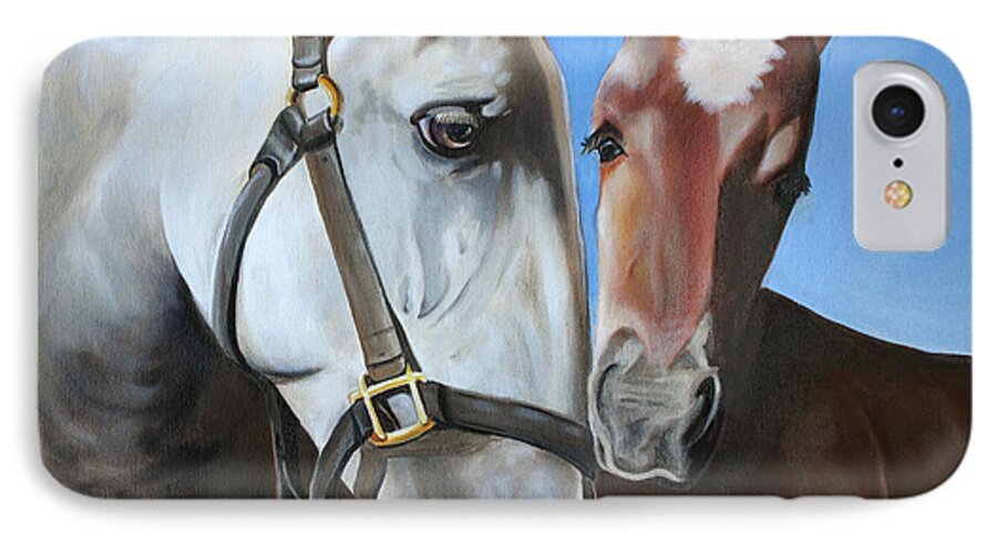 Horses iPhone 8 Case featuring the painting Mom by Debbie Hart
