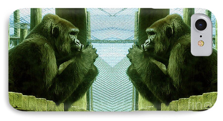 Gorilla iPhone 8 Case featuring the photograph Monkey See Monkey Do by Nina Silver
