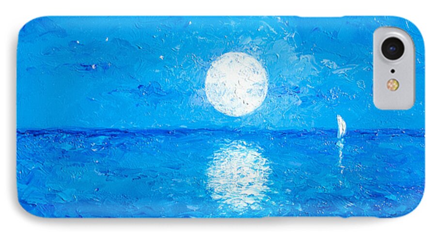 Moon iPhone 8 Case featuring the painting Moon and Stars by Jan Matson