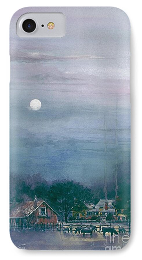  iPhone 8 Case featuring the painting Moonlight Farm by Tim Oliver