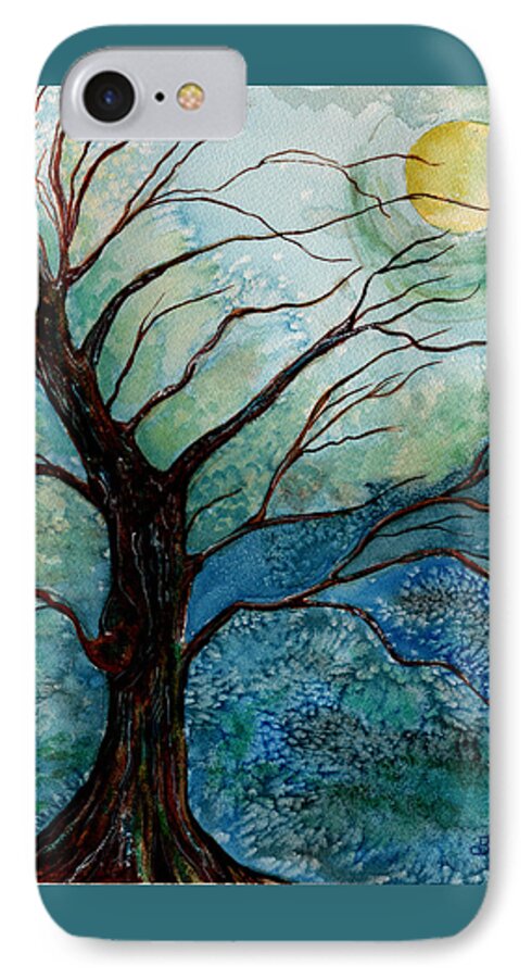 Landscape iPhone 8 Case featuring the painting Moonrise In The Wild Night by Brenda Owen