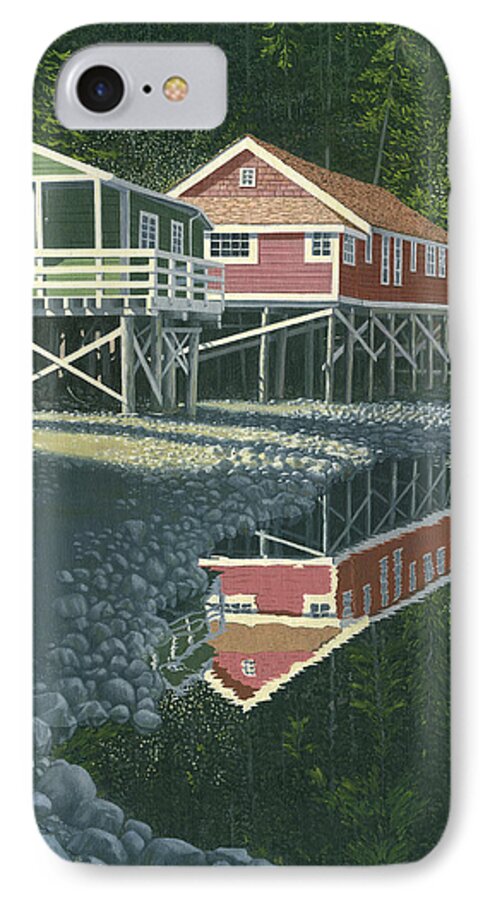 Landscape iPhone 8 Case featuring the painting Morning at Telegraph cove by Gary Giacomelli