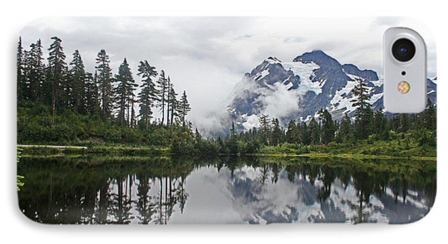 Mount Baker iPhone 8 Case featuring the photograph Mount Baker- Lake- Fir Trees And Fog by Tom Janca