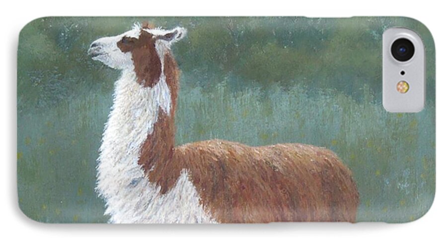 Llama iPhone 8 Case featuring the painting My Good Side by Phyllis Andrews