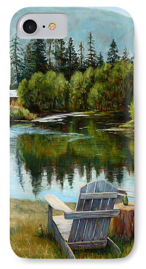 Adirondack Chair iPhone 8 Case featuring the painting My Space by Mary Giacomini