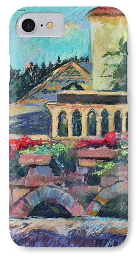 Landscape iPhone 8 Case featuring the painting Nazareth Rooftops by Linda Novick