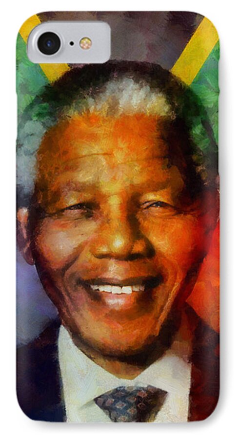 Nelson Mandela iPhone 8 Case featuring the digital art Nelson Mandela 1918-2013 by Kai Saarto