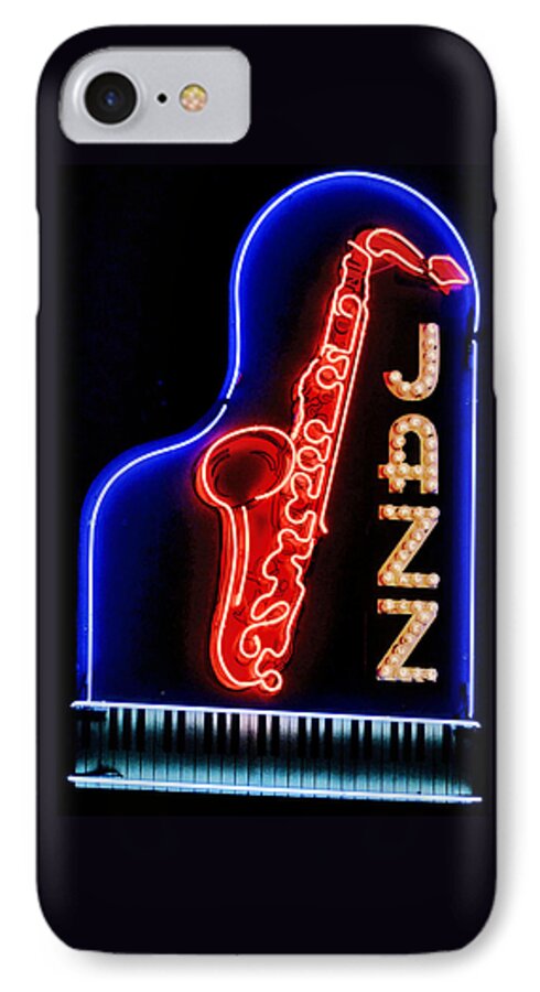Neon Signs iPhone 8 Case featuring the photograph Neon Jazz by Nadalyn Larsen
