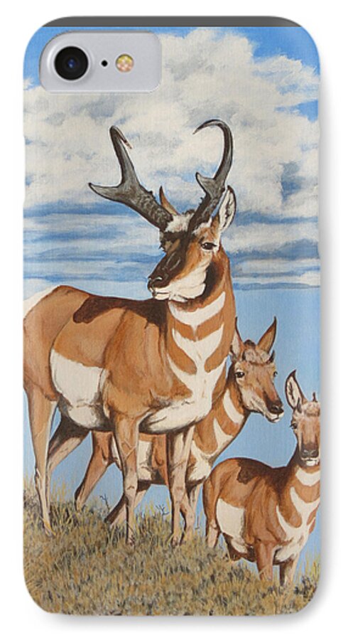 Pronghorn iPhone 8 Case featuring the painting Nevada Speedsters by Darcy Tate