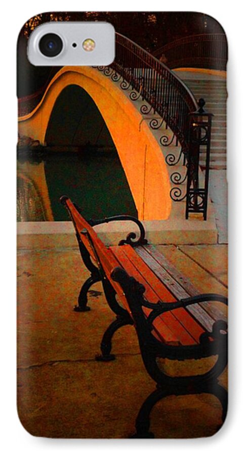  iPhone 8 Case featuring the photograph New Bridge and Bench by Daniel Thompson