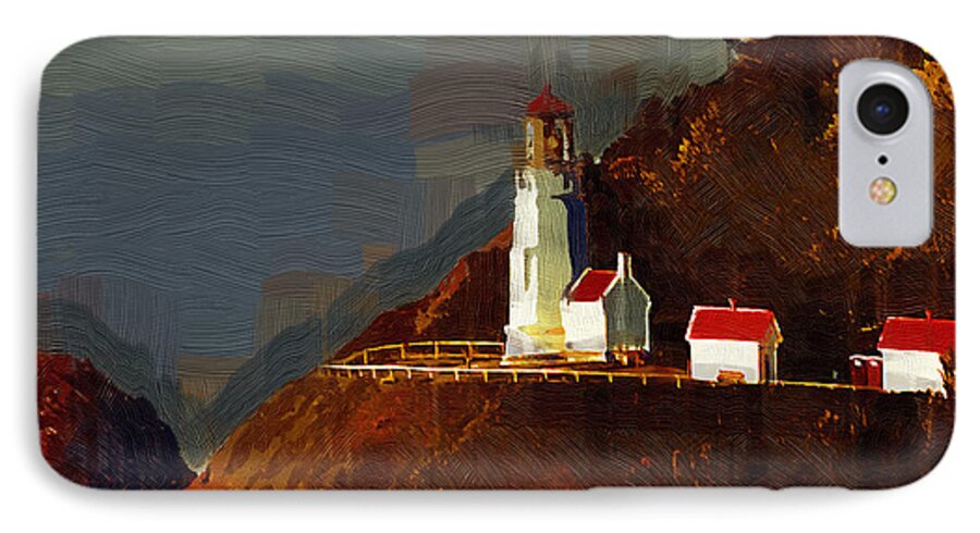 Lighthouse iPhone 8 Case featuring the painting On The Bluff by Kirt Tisdale
