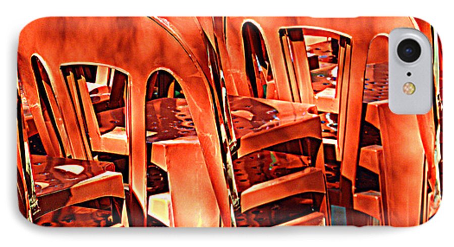 Orange iPhone 8 Case featuring the digital art Orange Chairs by Valerie Reeves