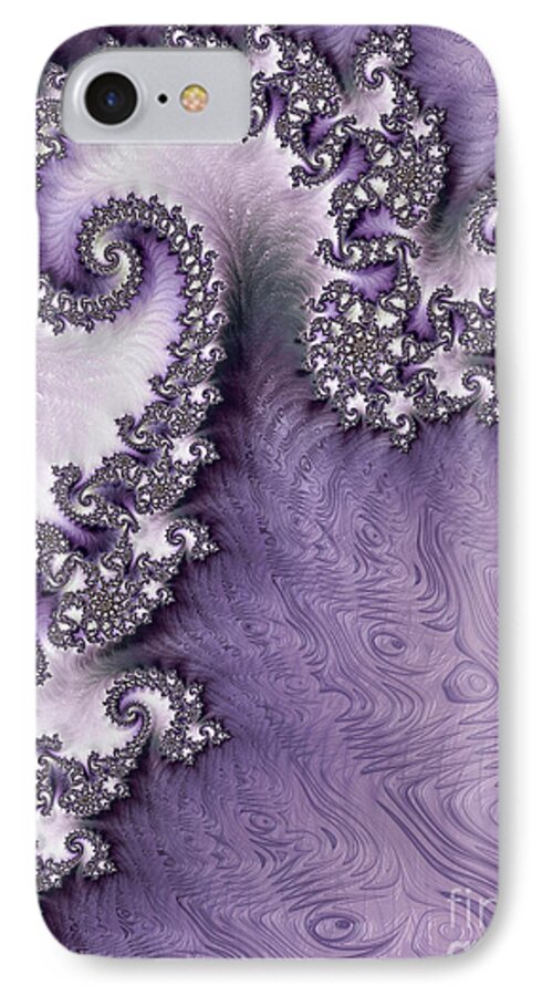 Purple iPhone 8 Case featuring the digital art Ornate Lavender Fractal Abstract One by Heidi Smith