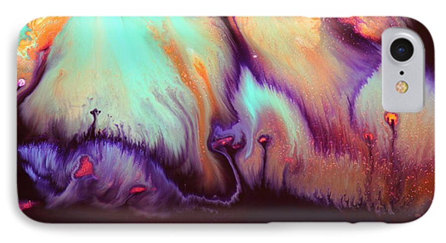Colorful iPhone 8 Case featuring the painting Panoramic Colorful Abstract Vibrant World by Kredart by Serg Wiaderny