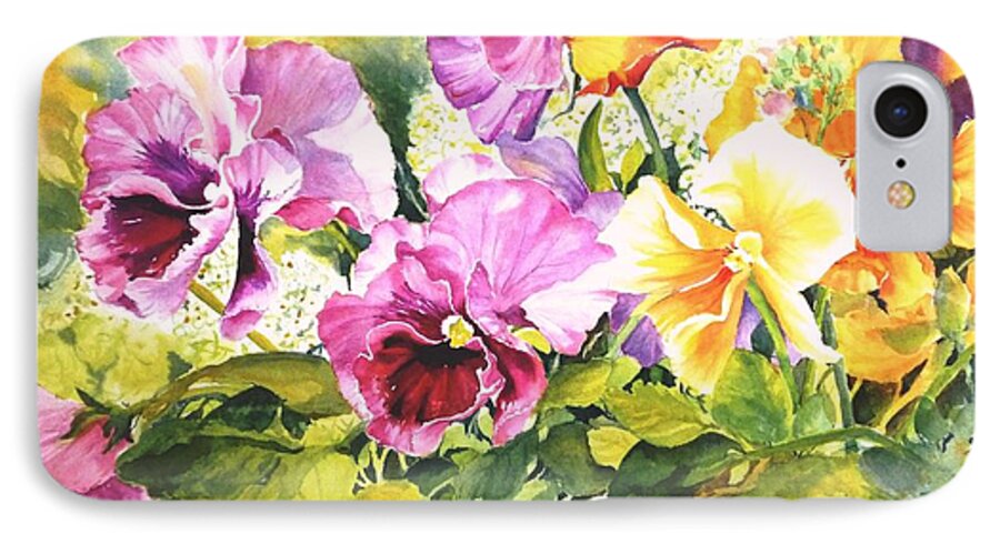 Pansies iPhone 8 Case featuring the painting Pansies Delight #3 by Betty M M Wong