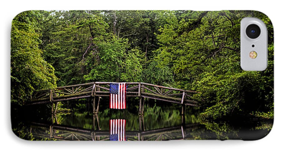 Trees iPhone 8 Case featuring the photograph Patriotic bridge by Richard Macquade