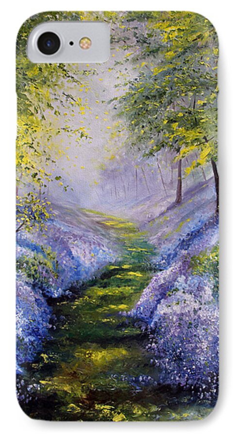 Bluebells iPhone 8 Case featuring the painting Pavilioned in Splendor by Meaghan Troup