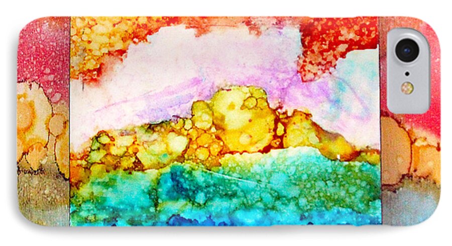 Alcohol Ink iPhone 8 Case featuring the painting Pink Clouds by Alene Sirott-Cope