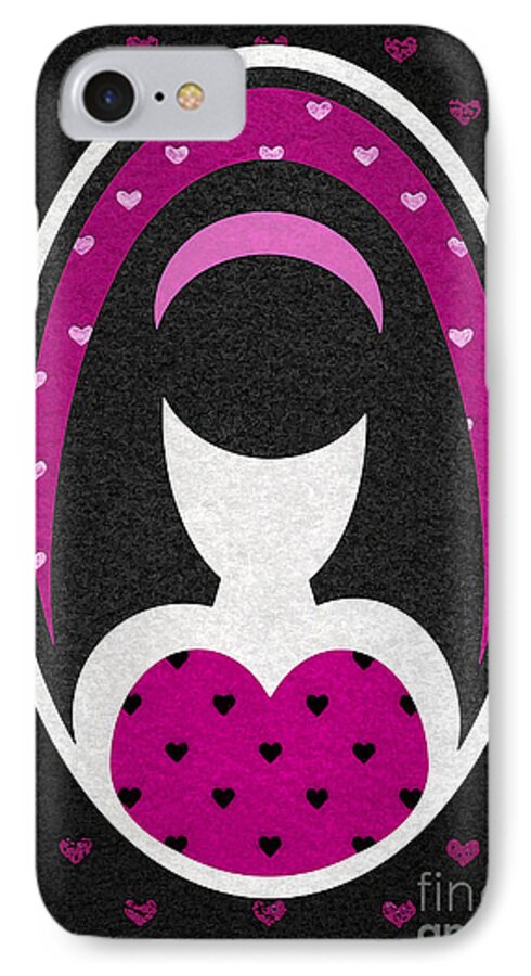 Love Hearts iPhone 8 Case featuring the digital art Pink Love Heart Girl by Roseanne Jones