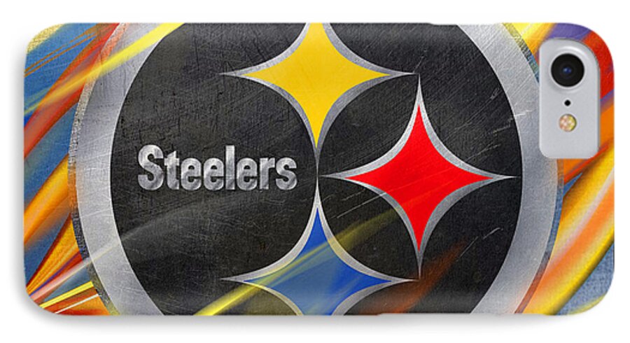 Pittsburgh iPhone 8 Case featuring the painting Pittsburgh Steelers Football by Tony Rubino