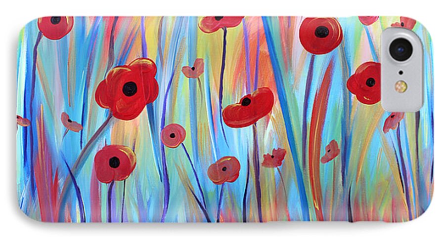 Flowers iPhone 8 Case featuring the painting Poppy Symphony by Stacey Zimmerman