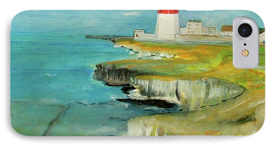 Portland. Dorset iPhone 8 Case featuring the painting Portland Bill by Paula Maybery