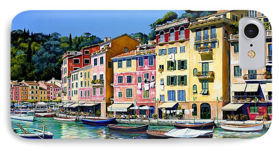 Portofino iPhone 8 Case featuring the painting Portofino Sunshine SOLD by Michael Swanson