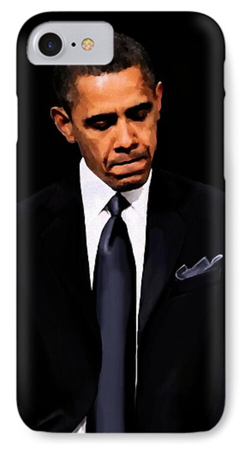 Barack Obama iPhone 8 Case featuring the painting President Obama by Jann Paxton