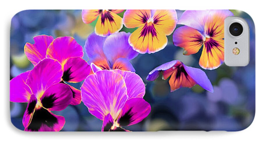 Violet iPhone 8 Case featuring the painting Pretty Pansies 3 by Bruce Nutting