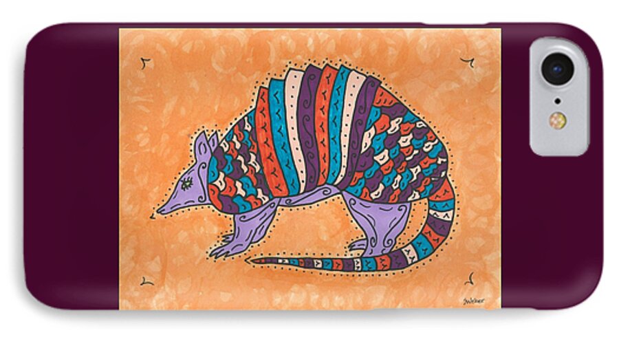 Armadillo iPhone 8 Case featuring the painting Psychedelic Armadillo by Susie Weber