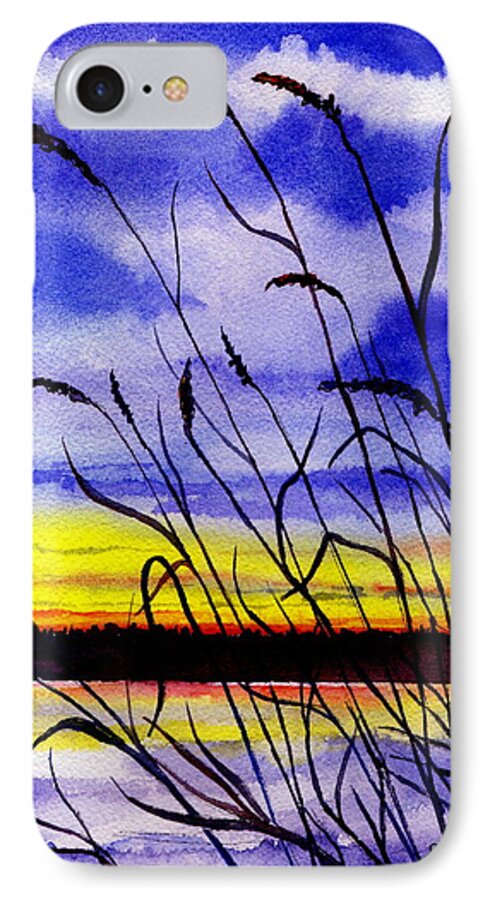 Watercolor iPhone 8 Case featuring the painting Purple Sunset by Brenda Owen