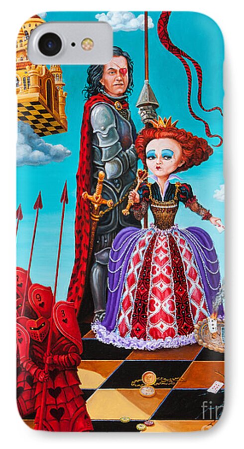 Figurative iPhone 8 Case featuring the painting Queen of Hearts. Part 1 by Igor Postash