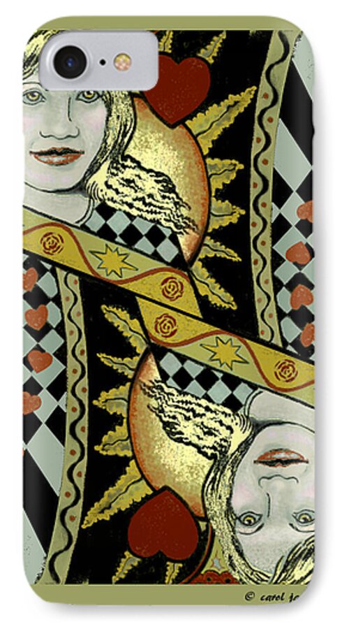 Queen iPhone 8 Case featuring the painting Queen's Card II by Carol Jacobs