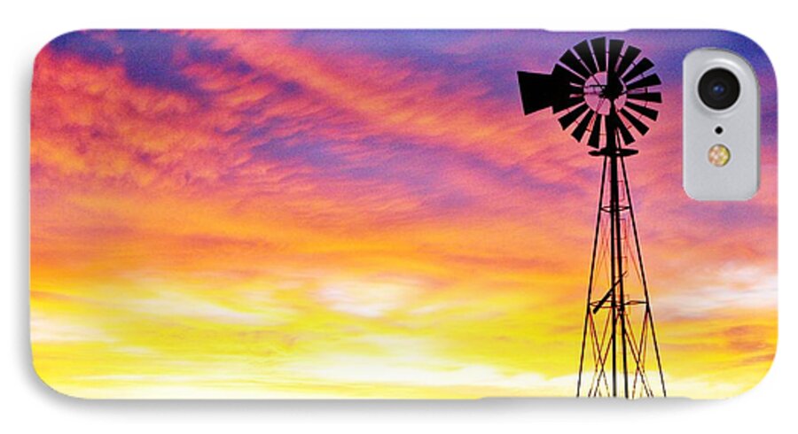 Sunrise iPhone 8 Case featuring the photograph Rainbow Windmill by Shirley Heier
