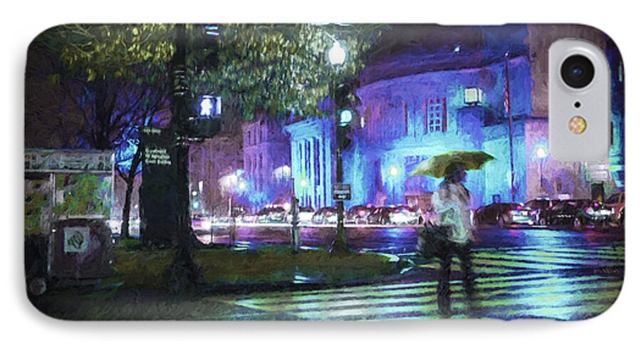 Rain iPhone 8 Case featuring the photograph Rainy Night Blues by Terry Rowe