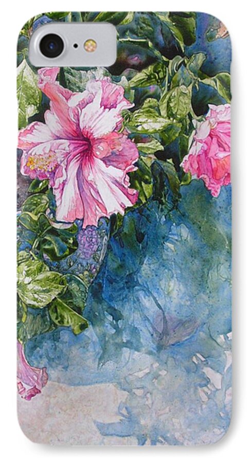 Hibiscus iPhone 8 Case featuring the painting Reaching For Pretty Pink by Annika Farmer
