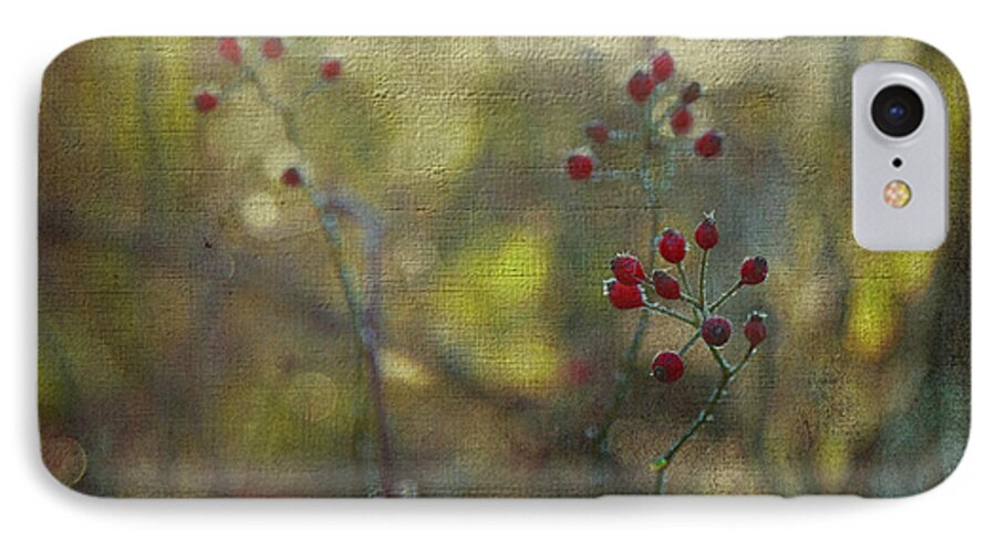 Red iPhone 8 Case featuring the photograph Red Berries on Green After Frost by Brooke T Ryan