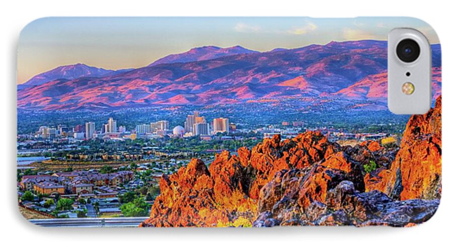 City Of Reno iPhone 8 Case featuring the photograph Reno Nevada Sunrise by Scott McGuire