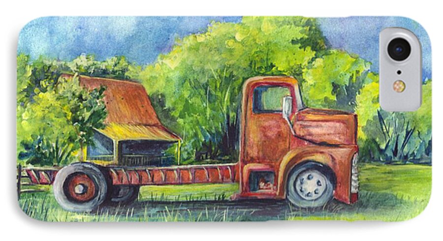Truck iPhone 8 Case featuring the painting We Have Retired Here by Carol Wisniewski