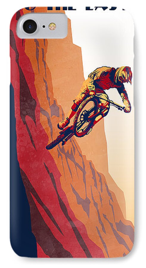 Retro Mountain Bike iPhone 8 Case featuring the painting Retro cycling fine art poster Good to the Last Drop by Sassan Filsoof